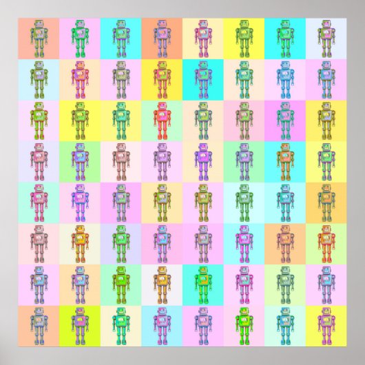 Retro Pop Art Robots v1 Poster (Voorkant)