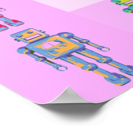 Retro Pop Art Robots v2 Poster (Hoek)