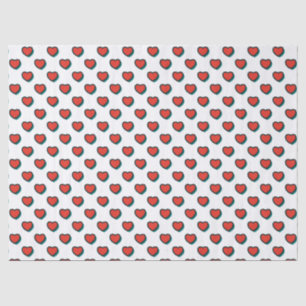 Retro Pop Art Rood Blauw Beige Hearts Pattern Tissuepapier