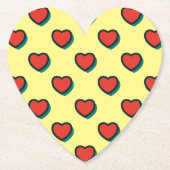 Retro Pop Art Rood Blauw Geel Harten Patroon Kartonnen Onderzetters (Voorkant)