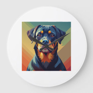 Retro Pop Art Rottweiler - Kleurportret Hond Grote Klok