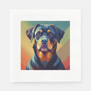 Retro Pop Art Rottweiler – Kleurrijk hondenportret Servet