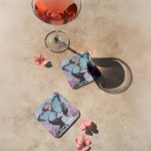 Retro Pop Art Roze en Blauwe Vlinder Bier Onderzetter