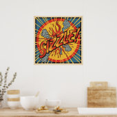 Retro Pop Art "Sizzle!" Poster (Keuken)