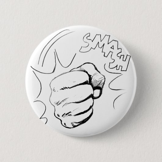 Retro Pop Art Smash Sketch Pinback Button (Voorkant)