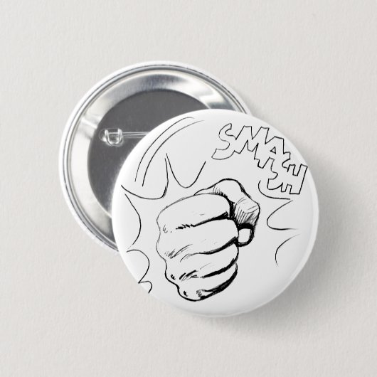 Retro Pop Art Smash Sketch Pinback Button (Voorkant /achterkant)