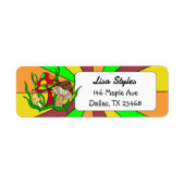 Retro Pop Art-stijlpaddenstoelen Etiket (Voorkant)