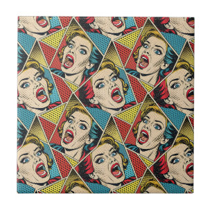 Retro Pop Art stripboek stijl geometrisch patroon Tegeltje