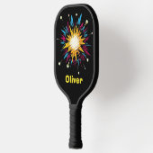 Retro Pop Art Stripboek Uitbarsting Pickleball Paddle (Links)