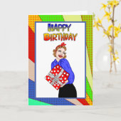 Retro Pop Art style Birthday Kaart (Gele Bloem)