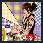Retro Pop Art Tattooed Lady Baking Acryl Muurkunst<br><div class="desc">Ik tekende dit afbeelding van mijn dochter die met kerst in de keuken kookte met een retro pop kunstbloem.</div>