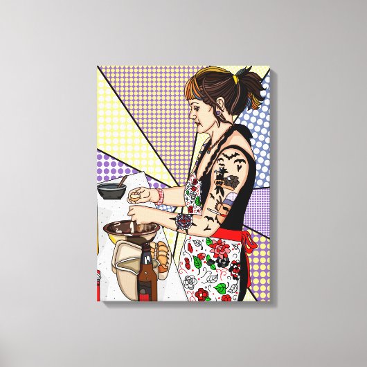 Retro Pop Art Tattooed Lady Baking Canvas Afdruk (Voorkant)