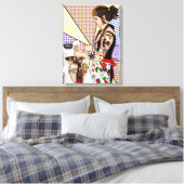 Retro Pop Art Tattooed Lady Baking Canvas Afdruk (Insitu (Slaapkamer))