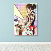 Retro Pop Art Tattooed Lady Baking Canvas Afdruk (Insitu (Houten vloer))