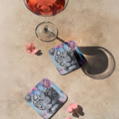 Retro Pop Art Tiger en vlinders Collage Bier Onderzetter