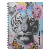Retro Pop Art Tiger en vlinders Collage Notitieboek (Voorkant)