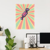Retro Pop Art Verpakte Snoepjes Poster (Thuiskantoor)