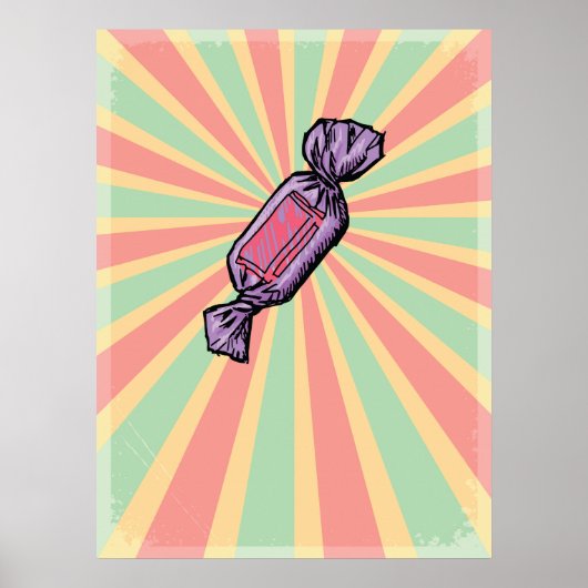 Retro Pop Art Verpakte Snoepjes Poster (Voorkant)