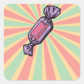 Retro Pop Art Verpakte Snoepjes Vierkante Sticker (Voorkant)