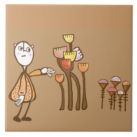 Retro pop art Verzamelen bloemen Tegeltje (Voorkant)