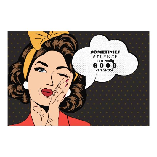 Retro Pop Art Voman Motivatie Speech Bubble Foto Afdruk (Voorkant)