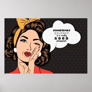 Retro Pop Art Voman Motivatie Speech Bubble Poster