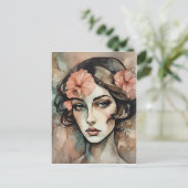 Retro Pop Art Vrouw Illustratie Briefkaart (Staand voorkant)