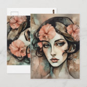 Retro Pop Art Vrouw Illustratie Briefkaart (Voorkant / Achterkant)