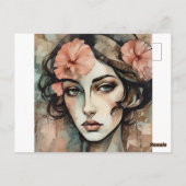 Retro Pop Art Vrouw Illustratie Briefkaart (Achterkant)