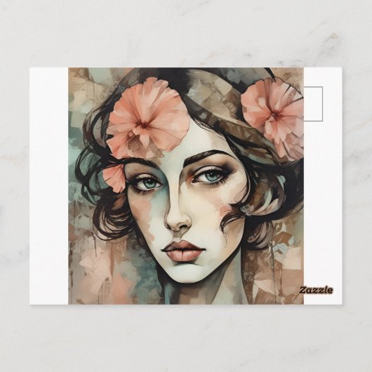 Retro Pop Art Vrouw Illustratie Briefkaart (Achterkant)