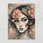 Retro Pop Art Vrouw Illustratie Briefkaart (Voorkant)