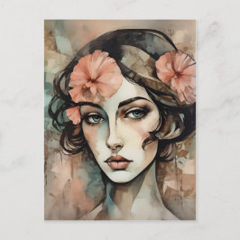 Retro Pop Art Vrouw Illustratie Briefkaart