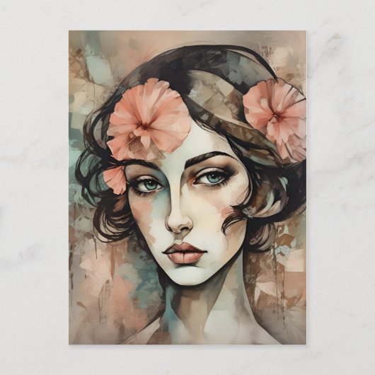 Retro Pop Art Vrouw Illustratie Briefkaart (Voorkant)