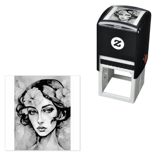 Retro Pop Art Vrouw Illustratie Zelfinktende Stempel (In situ)