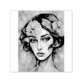 Retro Pop Art Vrouw Illustratie Zelfinktende Stempel (Design)