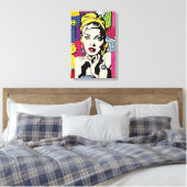 Retro Pop Art Vrouwenportret Canvas Afdruk (Insitu (Slaapkamer))