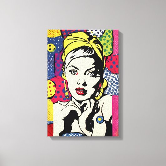 Retro Pop Art Vrouwenportret Canvas Afdruk (Voorkant)