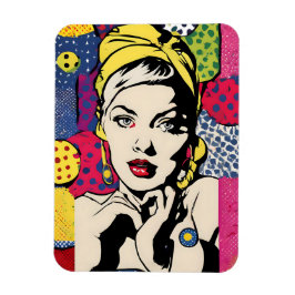 Retro Pop Art Vrouwenportret Magneet Print
