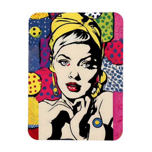 Retro Pop Art Vrouwenportret Magneet Print (Verticaal)