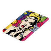 Retro Pop Art Vrouwenportret Magneet Print (Linkerzijde)