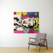 Retro Pop Art Vrouwenportret Wandkleed (In Situ (horizontaal))