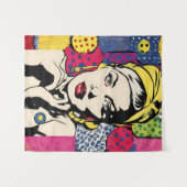 Retro Pop Art Vrouwenportret Wandkleed (Voorkant (horizontaal))