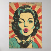 Retro Pop Art: Wink & Kiss Poster (Voorkant)