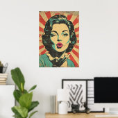 Retro Pop Art: Wink & Kiss Poster (Thuiskantoor)