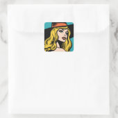 Retro Pop Art Witch Vierkante Sticker (Tas)