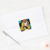 Retro Pop Art Witch Vierkante Sticker (Envelop)