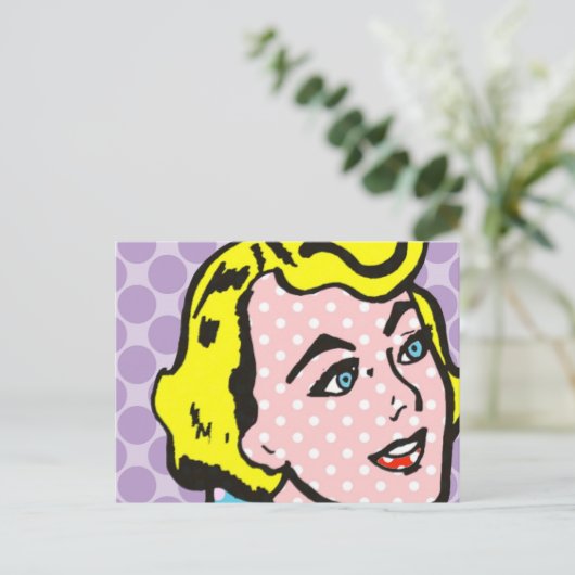 Retro Pop Art Woman Briefkaart (Staand voorkant)