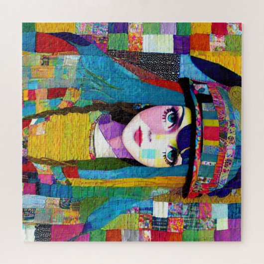 Retro Pop Art Woman Quilt Stof Patchwork Legpuzzel (Horizontaal)