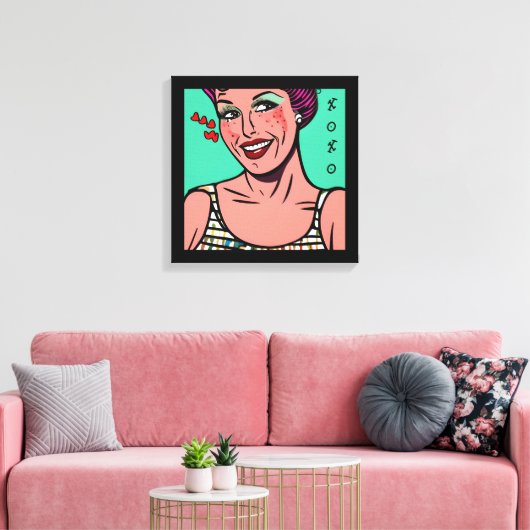 Retro Pop Art XOXO Canvas Afdruk (Insitu (Woonkamer))