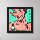 Retro Pop Art XOXO Canvas Afdruk<br><div class="desc">Retro pop kunst stijl vrouwen met harten. Ik hou van je. xoxo</div>